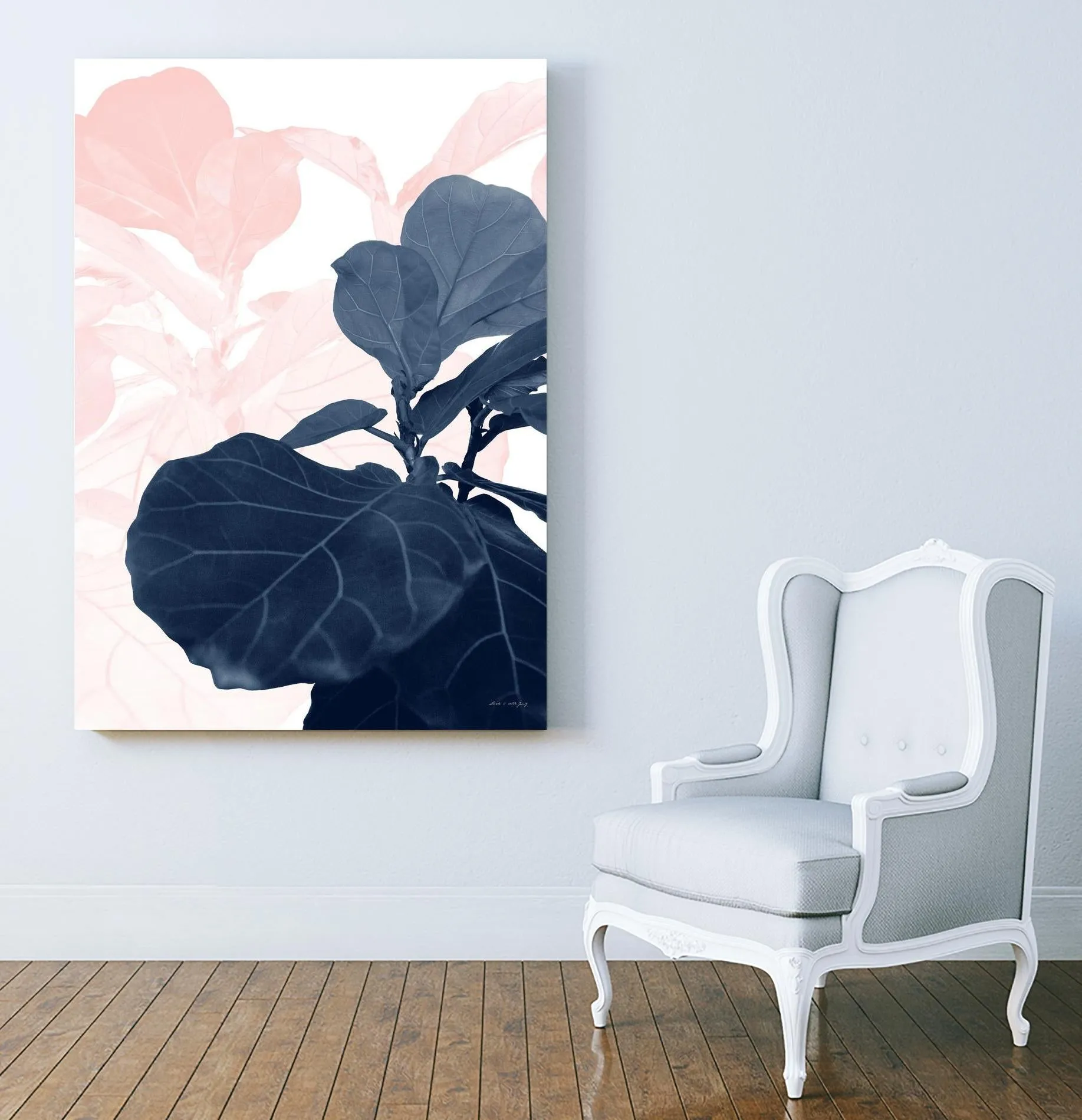 Blush Blue Fiddle Leaf Dream #1 #tropical #decor #art