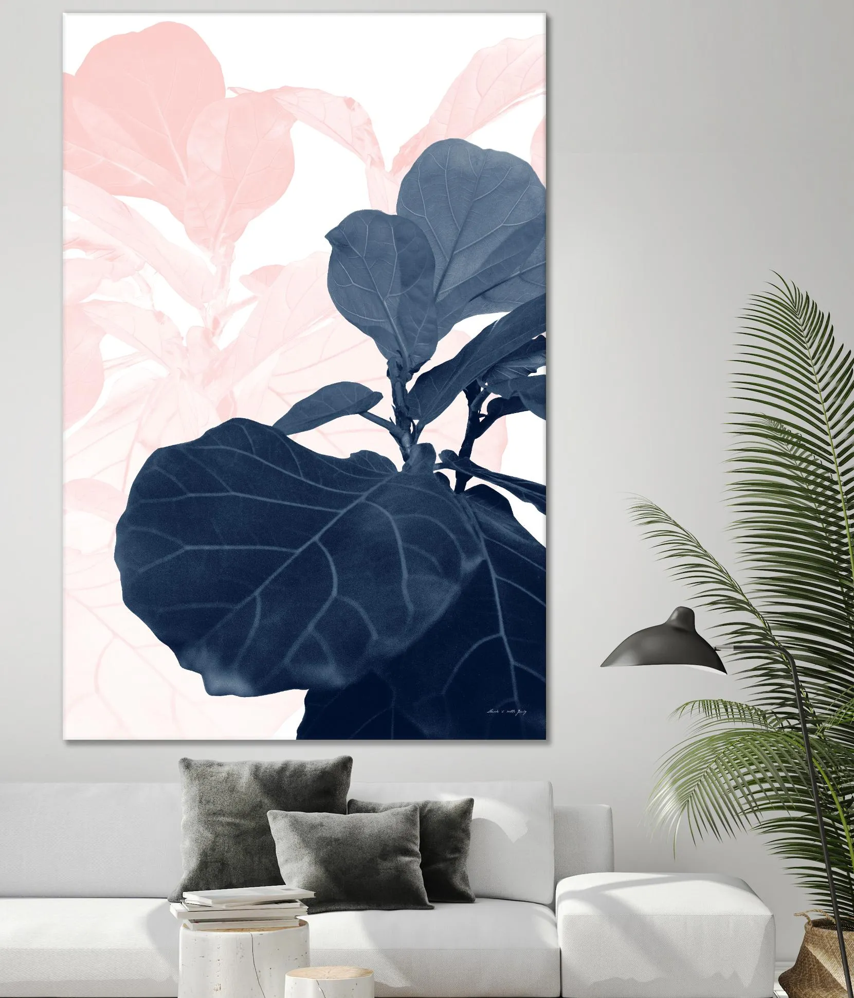 Blush Blue Fiddle Leaf Dream #1 #tropical #decor #art