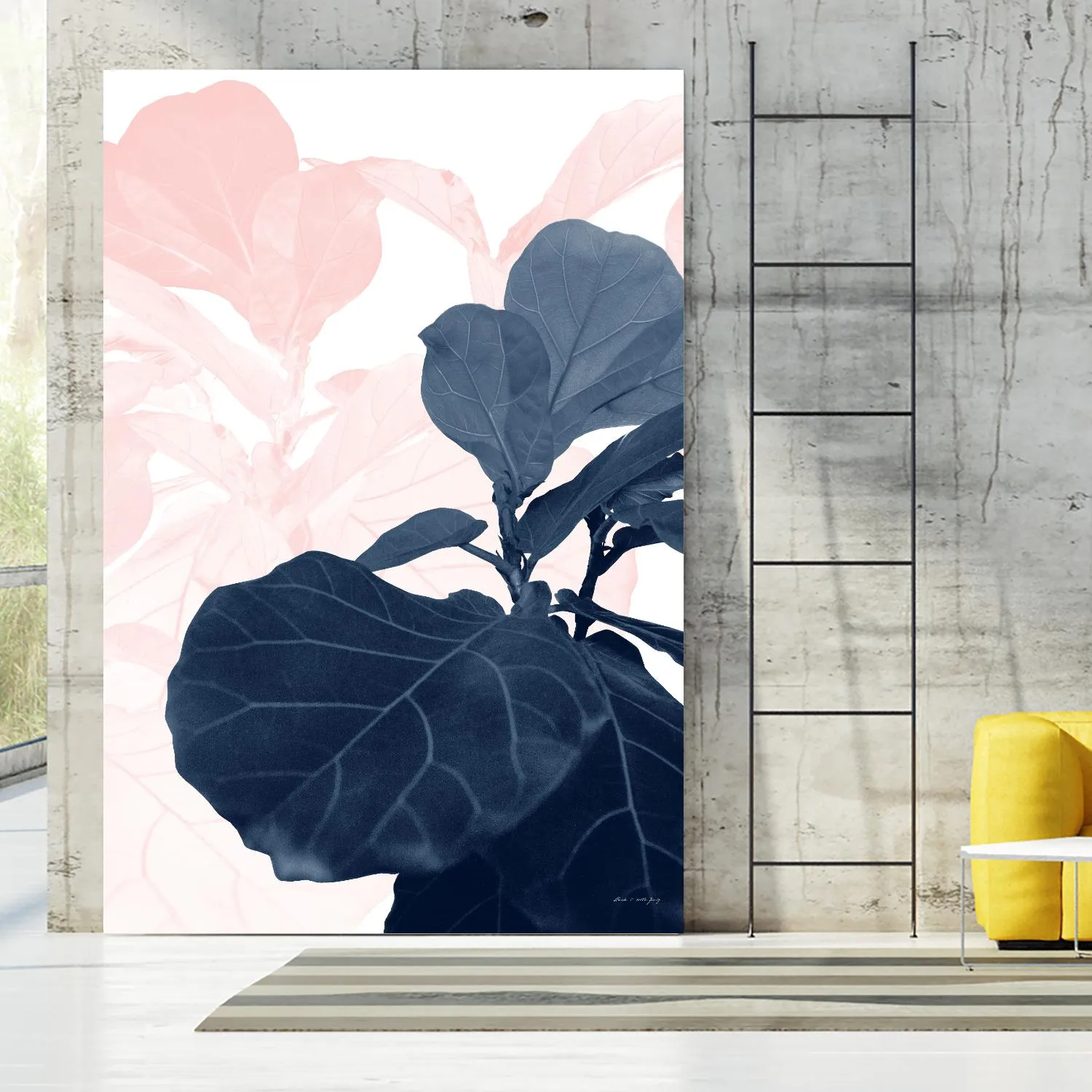 Blush Blue Fiddle Leaf Dream #1 #tropical #decor #art
