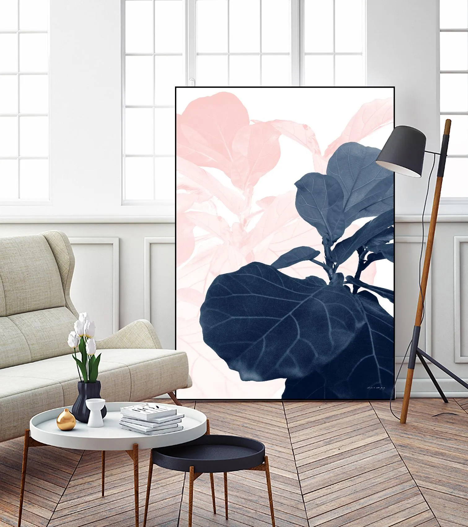 Blush Blue Fiddle Leaf Dream #1 #tropical #decor #art