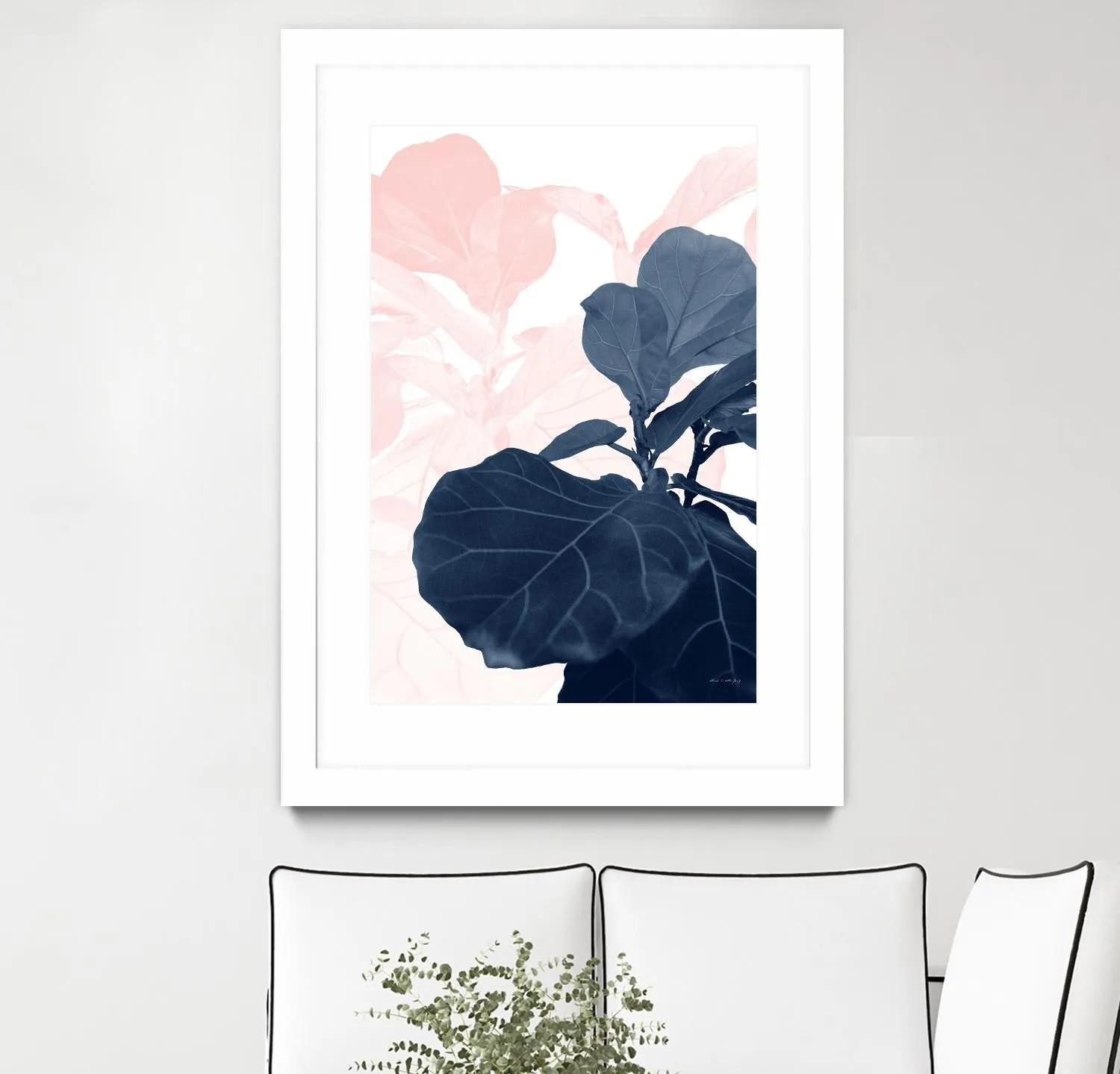 Blush Blue Fiddle Leaf Dream #1 #tropical #decor #art