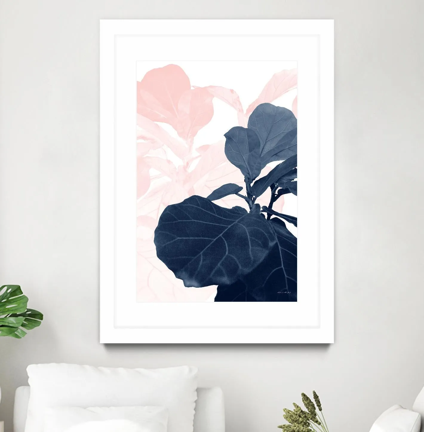 Blush Blue Fiddle Leaf Dream #1 #tropical #decor #art