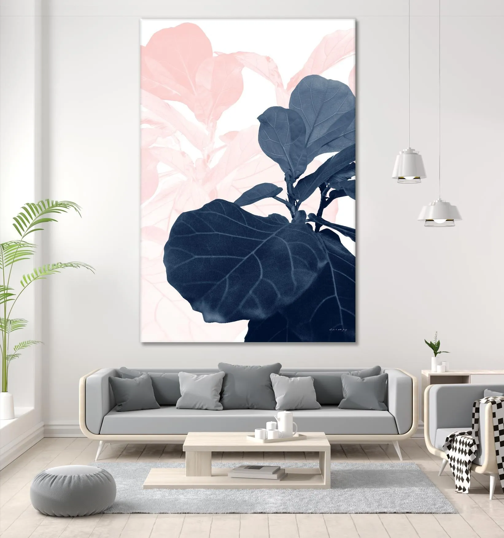 Blush Blue Fiddle Leaf Dream #1 #tropical #decor #art