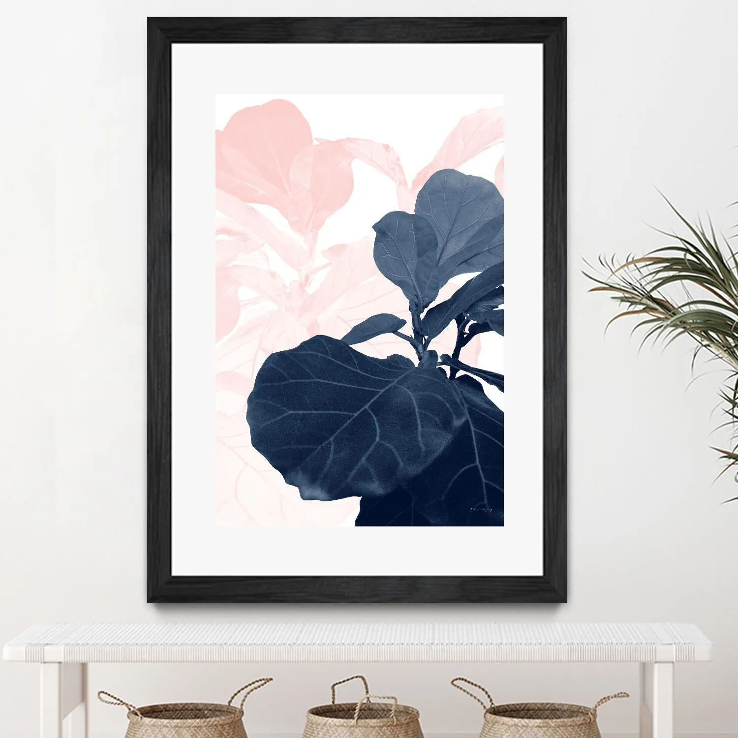 Blush Blue Fiddle Leaf Dream #1 #tropical #decor #art