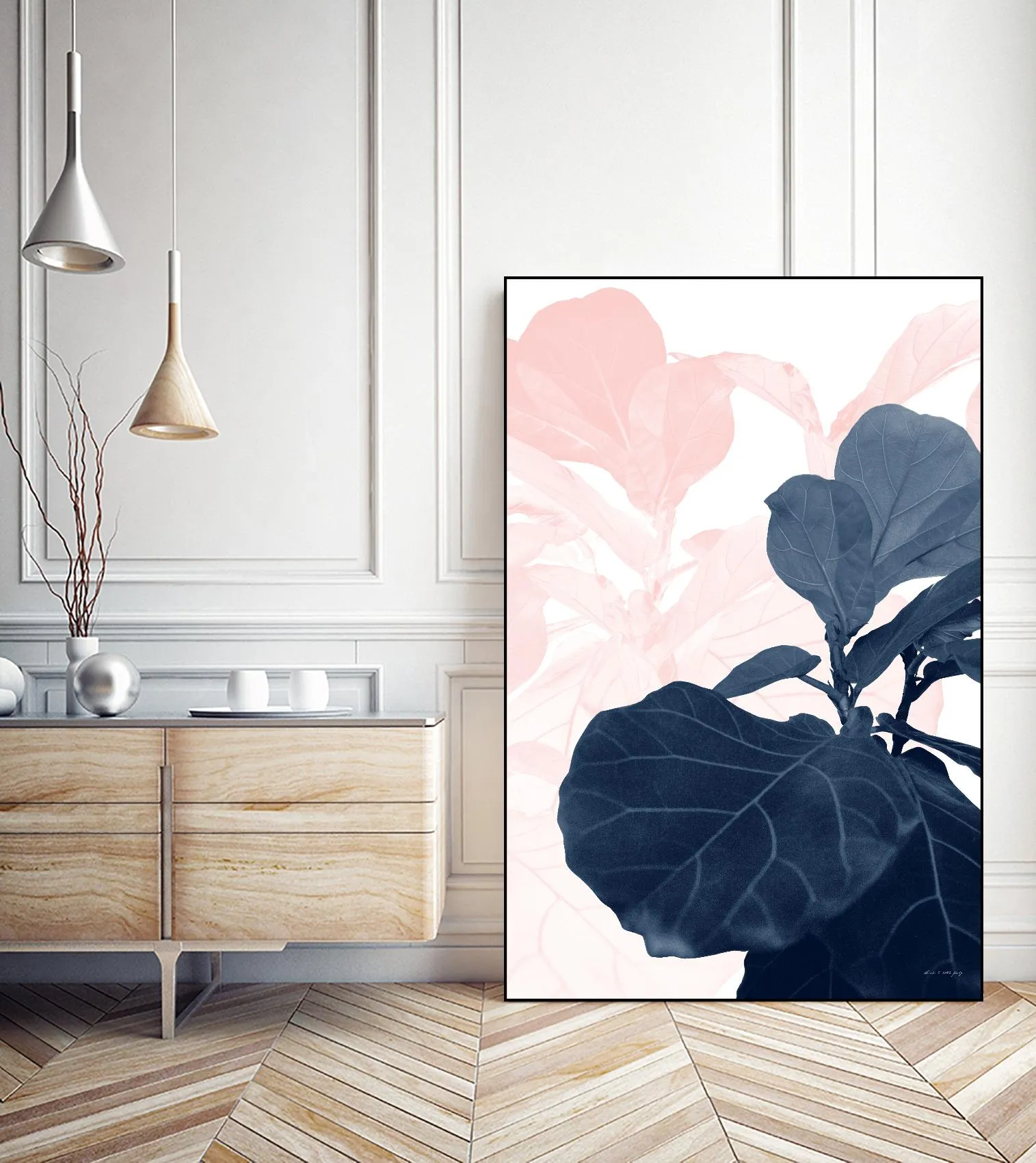 Blush Blue Fiddle Leaf Dream #1 #tropical #decor #art