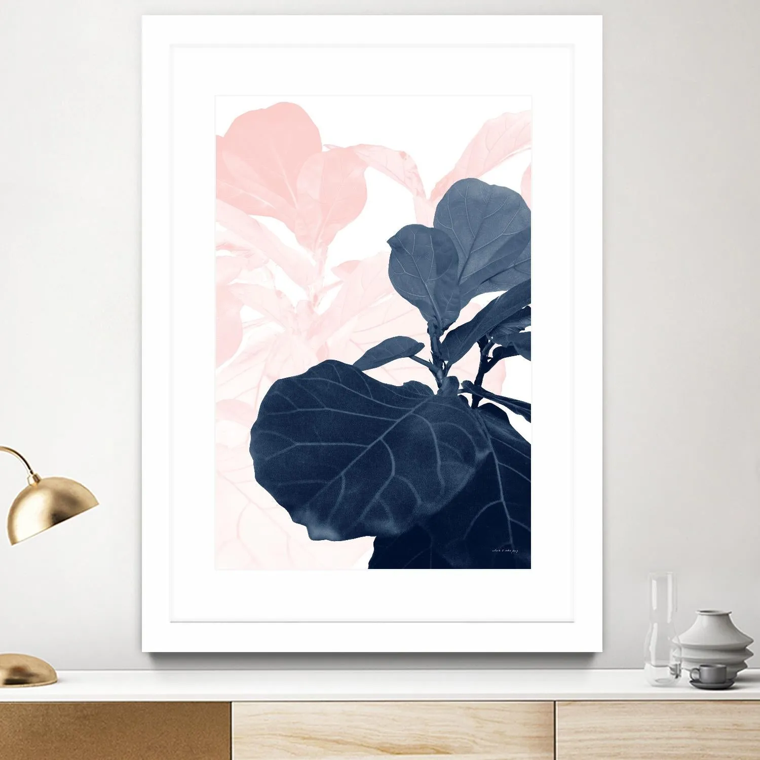 Blush Blue Fiddle Leaf Dream #1 #tropical #decor #art