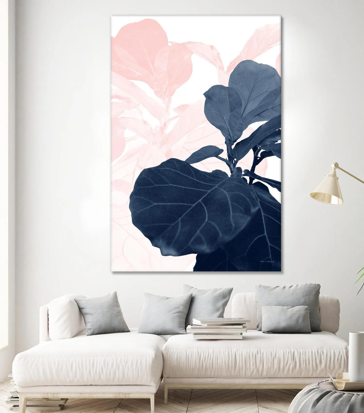 Blush Blue Fiddle Leaf Dream #1 #tropical #decor #art