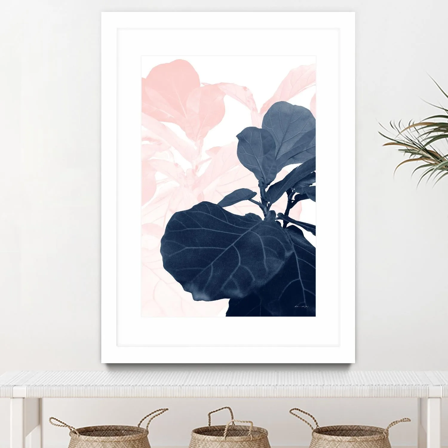 Blush Blue Fiddle Leaf Dream #1 #tropical #decor #art
