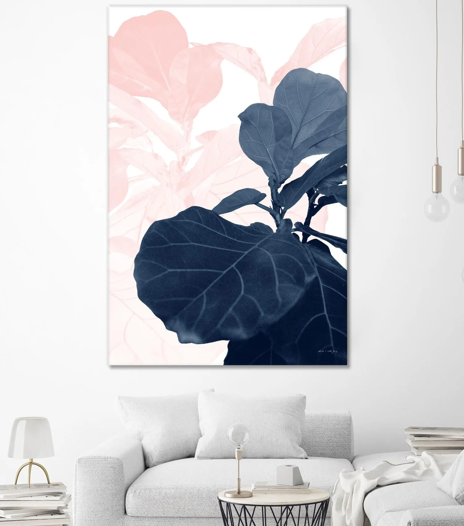 Blush Blue Fiddle Leaf Dream #1 #tropical #decor #art