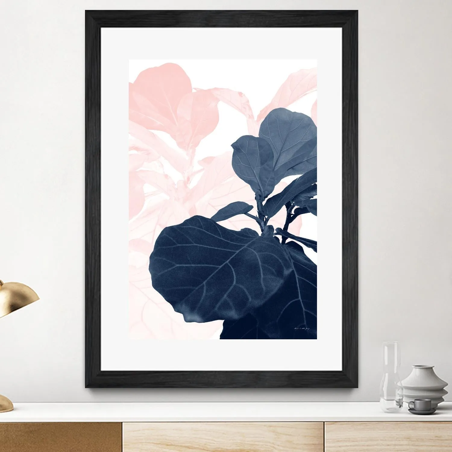 Blush Blue Fiddle Leaf Dream #1 #tropical #decor #art