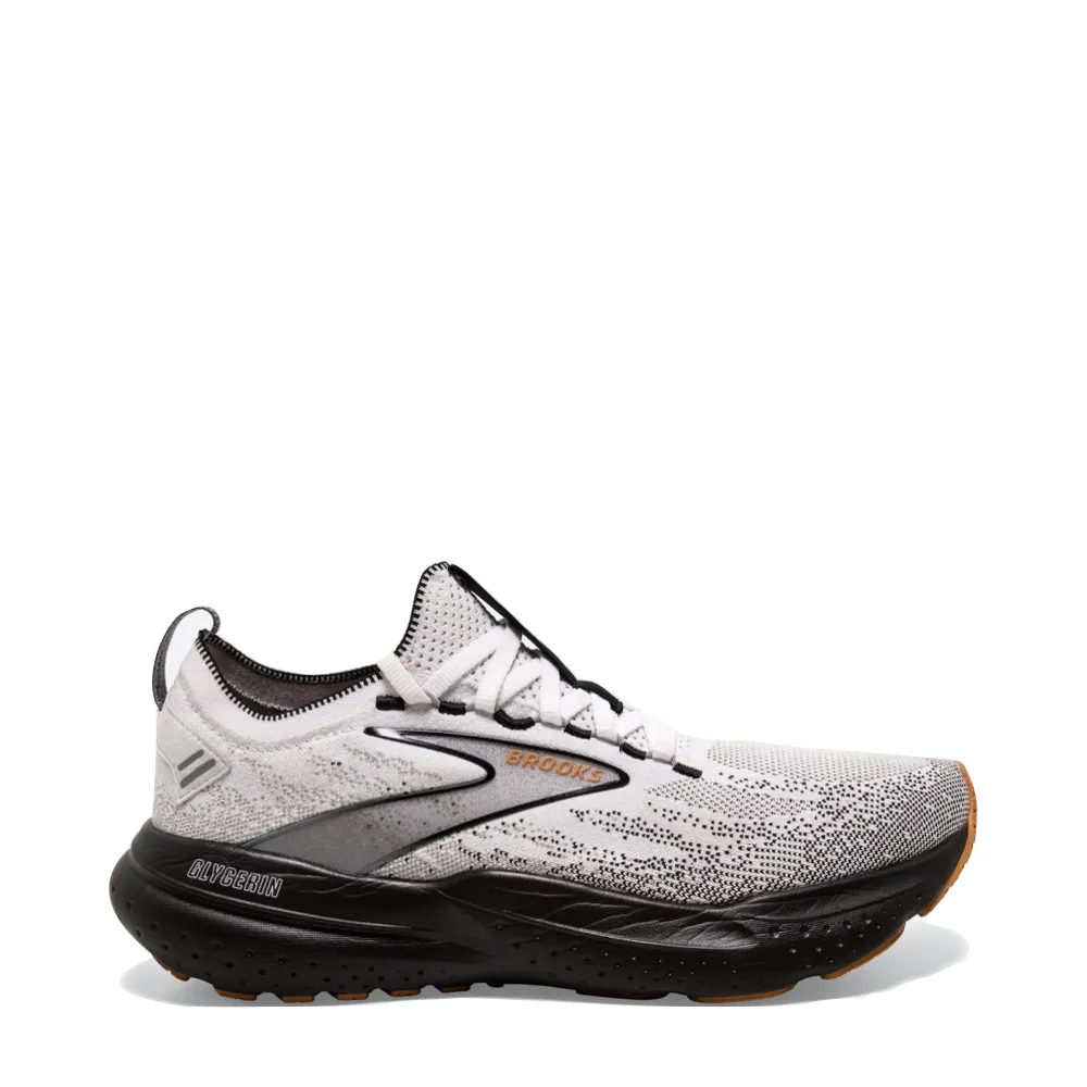Brooks Men's Glycerin StealthFit GTS 21 Sneaker in White/Grey/Black
