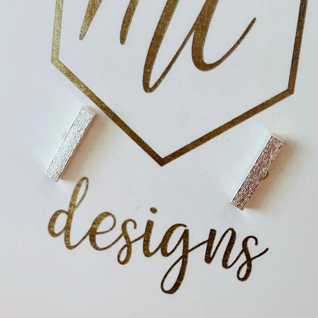 Brushed Gold or Silver Bar Stud Earrings