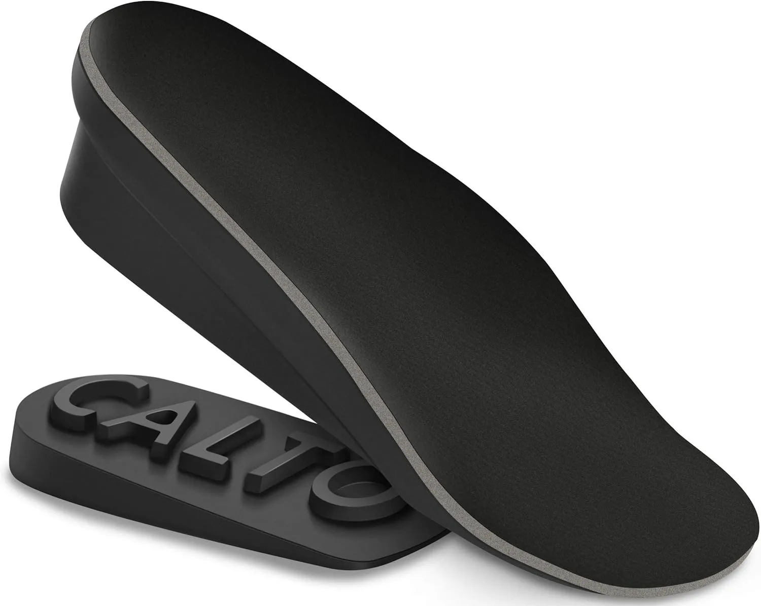CALTO Premium Height Increase Insole - Ergonomic Heel Lifts for Elevator Shoe Increasing Effect - 3/4 Length Insole - Adjustable 1.8 Inch Taller - IK308 Black