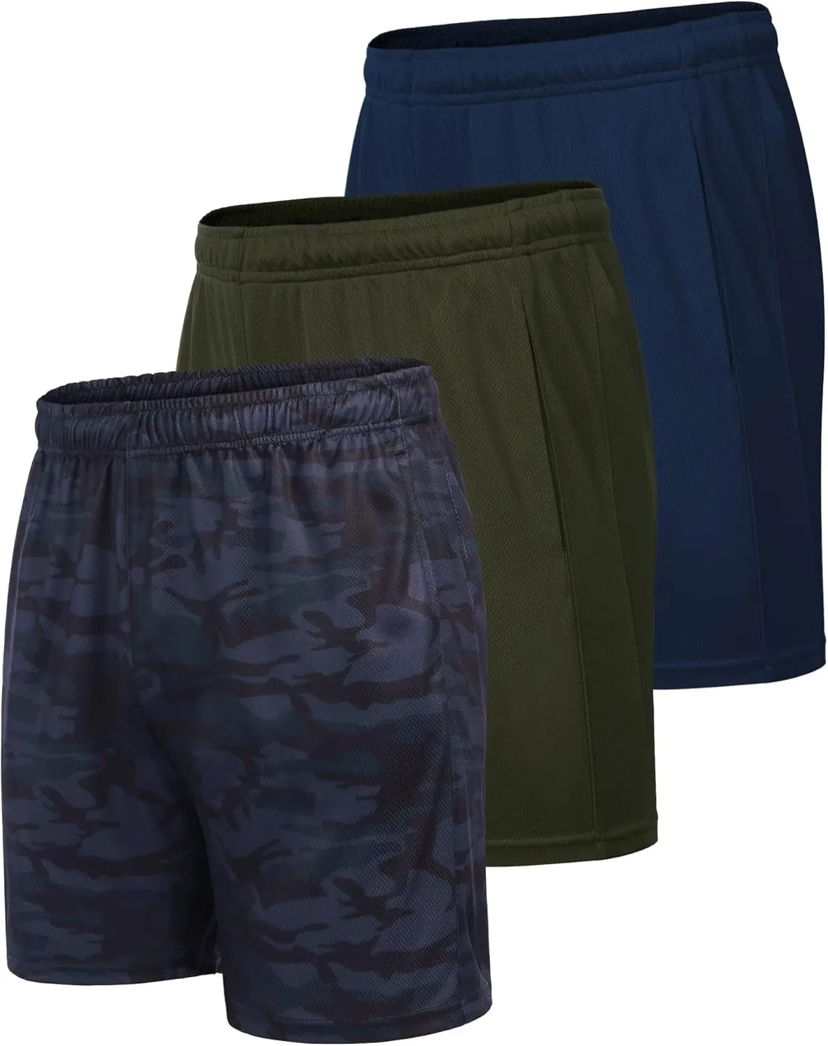 COOFANDY Men's 3 Pack Workout Gym Shorts Mesh Athletic Shorts Lightweight Bodybuilding Training Short Pants with Pockets