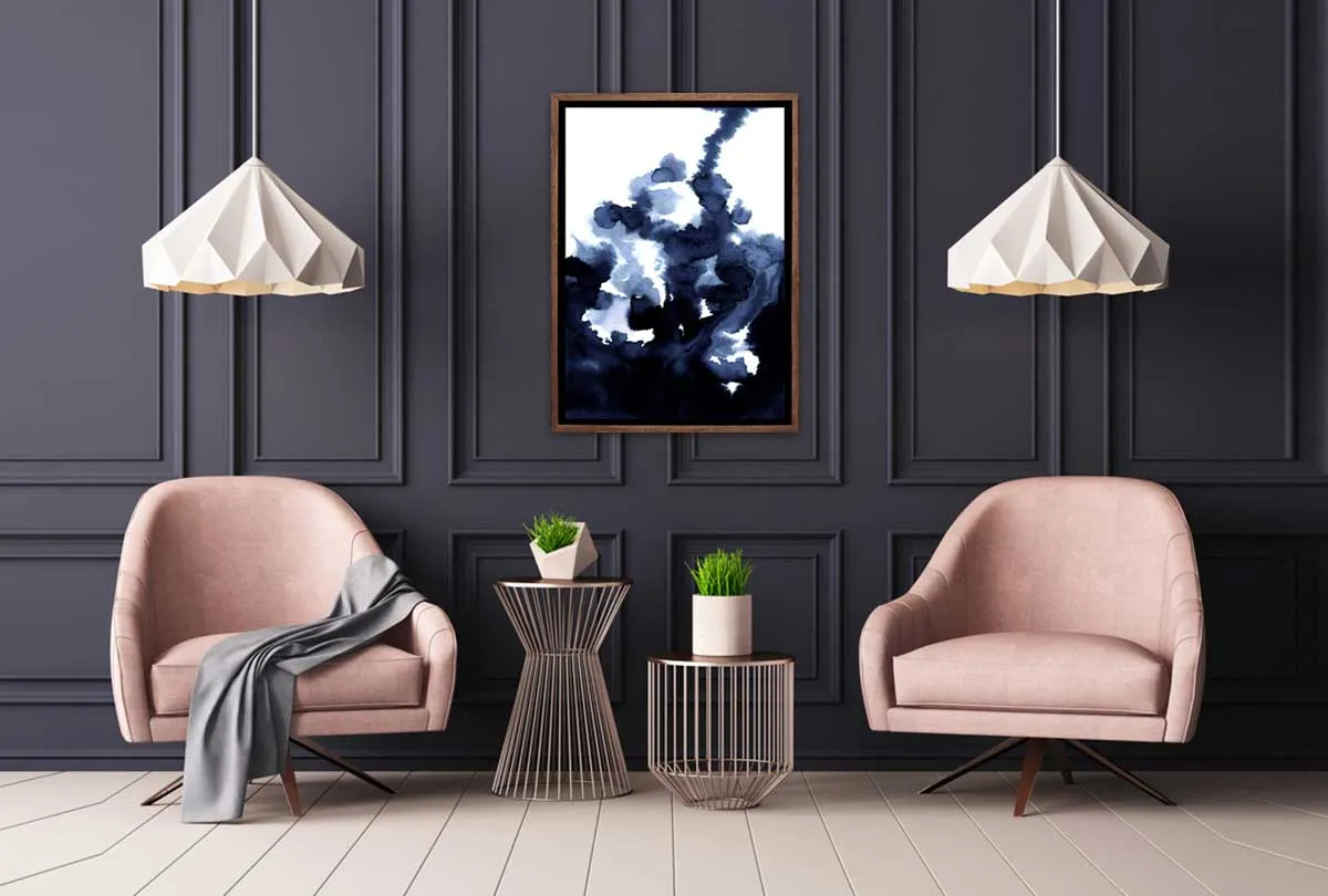 Deep Blue Watercolor Abstract 2 | Canvas Wall Art Print