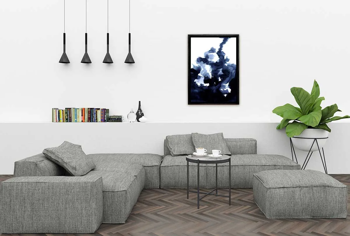 Deep Blue Watercolor Abstract 2 | Canvas Wall Art Print