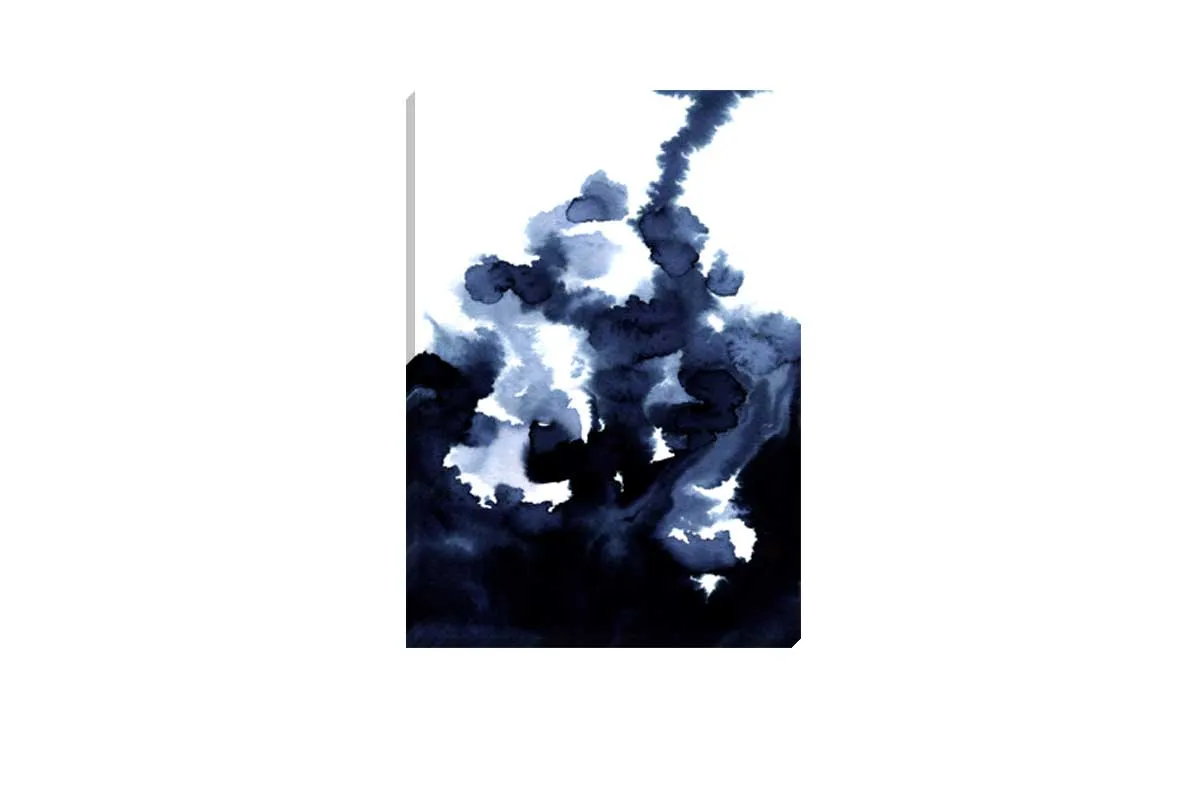 Deep Blue Watercolor Abstract 2 | Canvas Wall Art Print
