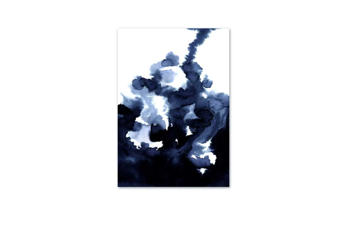 Deep Blue Watercolor Abstract 2 | Canvas Wall Art Print