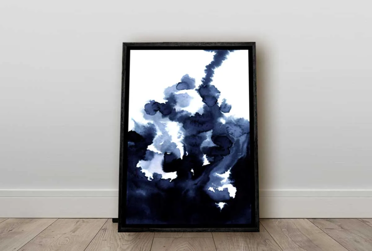 Deep Blue Watercolor Abstract 2 | Canvas Wall Art Print