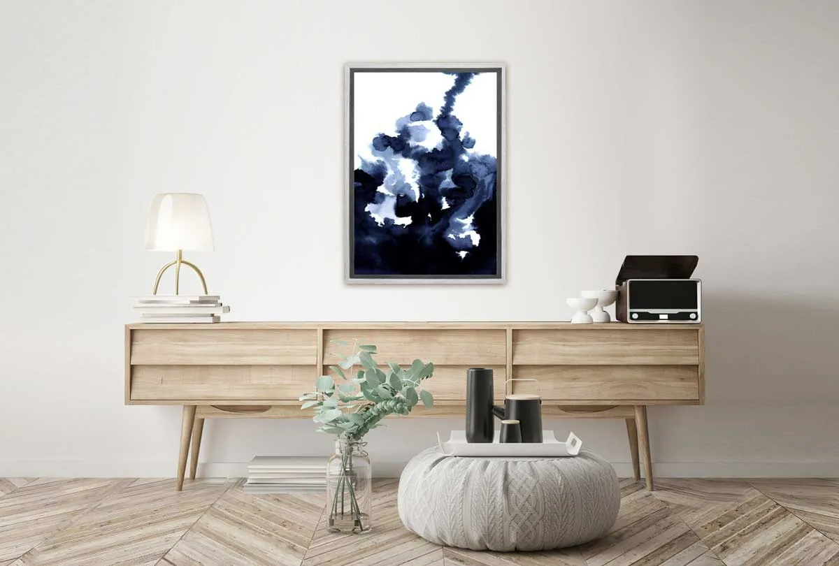 Deep Blue Watercolor Abstract 2 | Canvas Wall Art Print