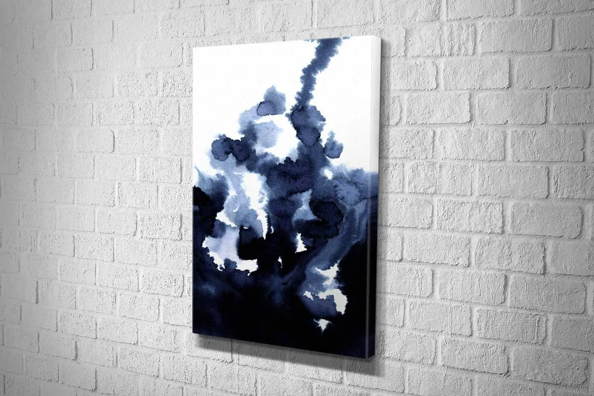 Deep Blue Watercolor Abstract 2 | Canvas Wall Art Print