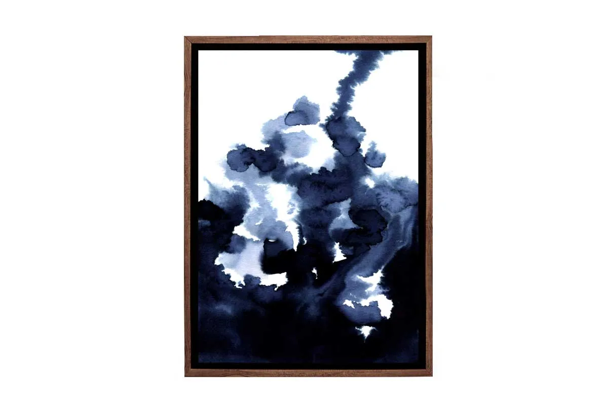 Deep Blue Watercolor Abstract 2 | Canvas Wall Art Print
