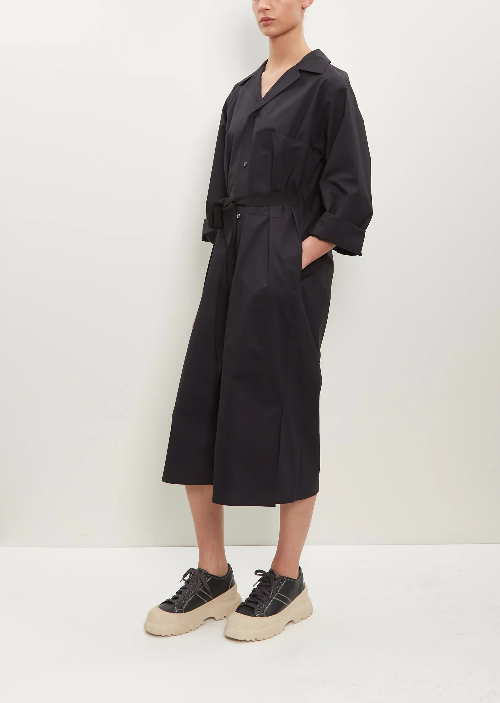 Drome Cotton Shirt Dress — Black