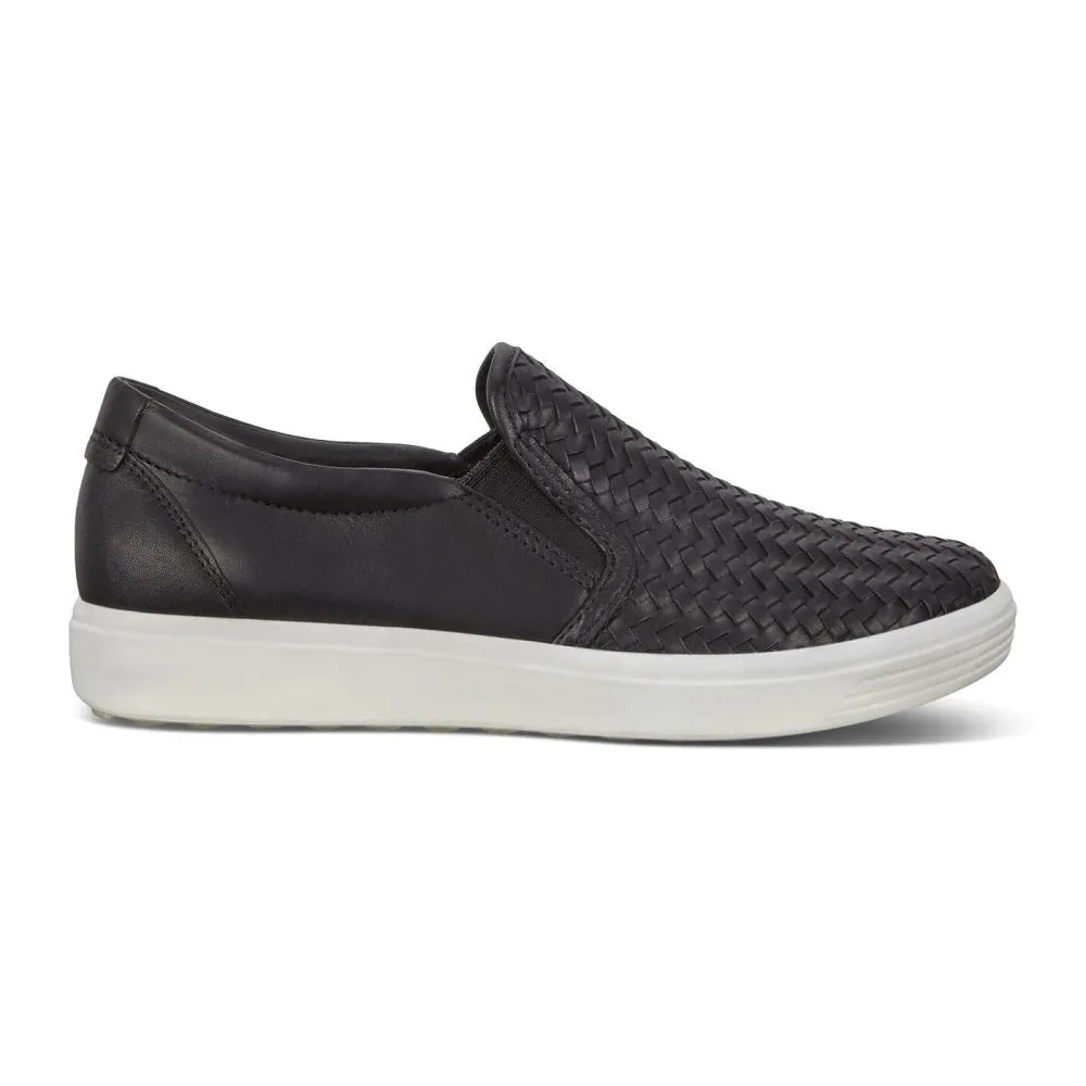 ECCO Womens Soft 7 Woven Slip-On Shoes, Black
