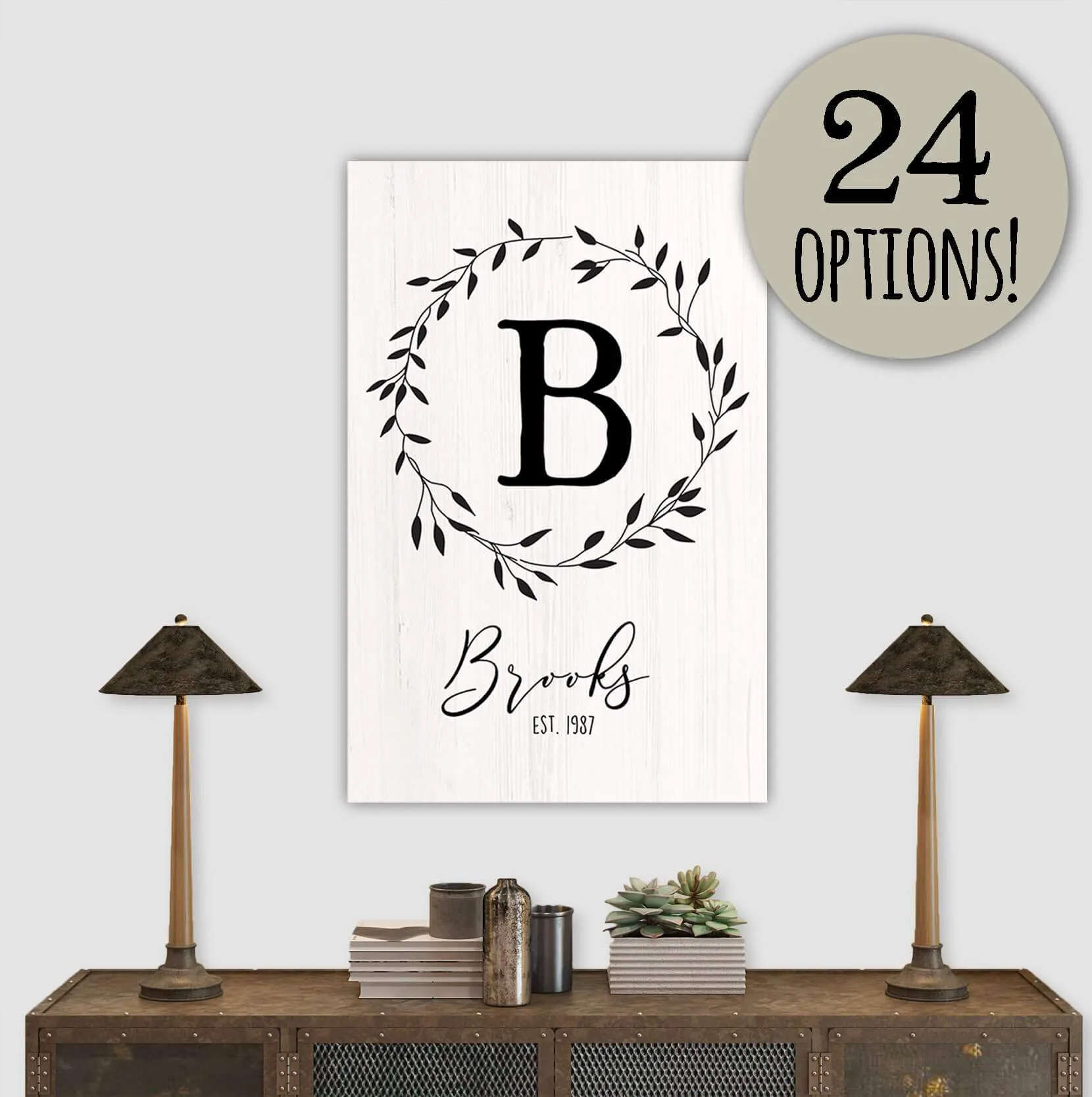 Family Initials Wall Art on Canvas