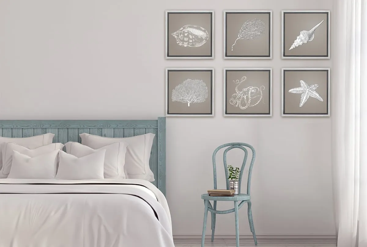 Fan Coral 2 White on Beige | Canvas Wall Art Print