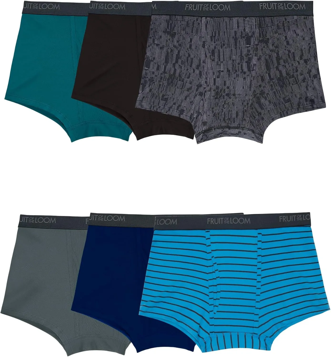 Fruit of the Loom Men's 4-Way Stretch Boxer Briefs | Lightweight & Moisture Wicking Underwear | Long, Regular Leg & Trunk