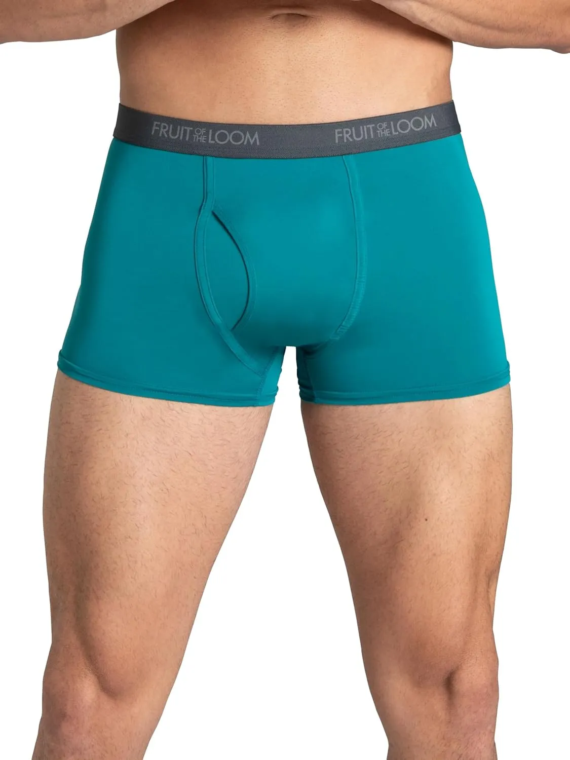 Fruit of the Loom Men's 4-Way Stretch Boxer Briefs | Lightweight & Moisture Wicking Underwear | Long, Regular Leg & Trunk