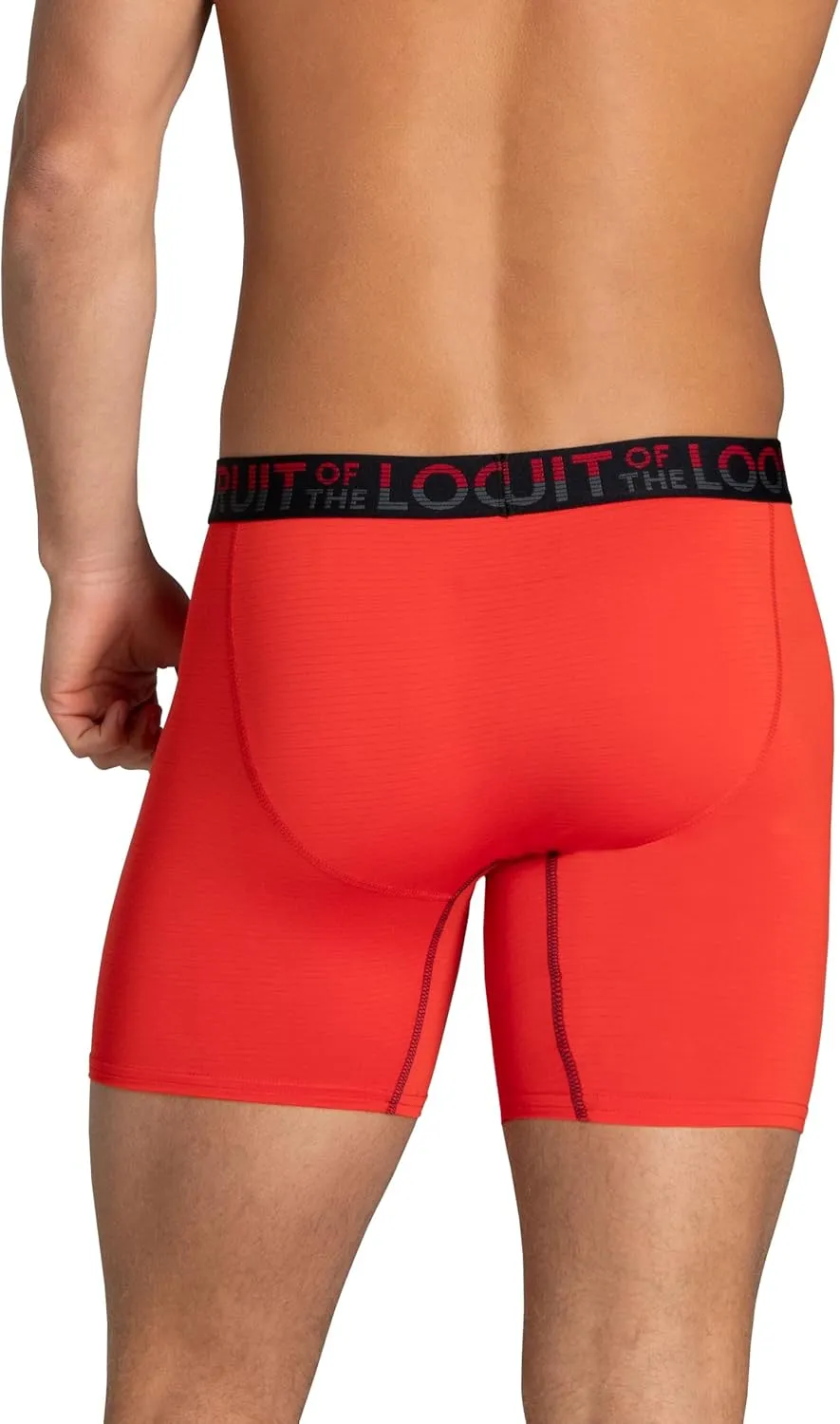 Fruit of the Loom Men's 4-Way Stretch Boxer Briefs | Lightweight & Moisture Wicking Underwear | Long, Regular Leg & Trunk