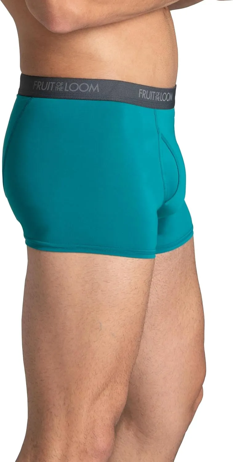 Fruit of the Loom Men's 4-Way Stretch Boxer Briefs | Lightweight & Moisture Wicking Underwear | Long, Regular Leg & Trunk