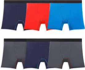 Fruit of the Loom Men's 4-Way Stretch Boxer Briefs | Lightweight & Moisture Wicking Underwear | Long, Regular Leg & Trunk
