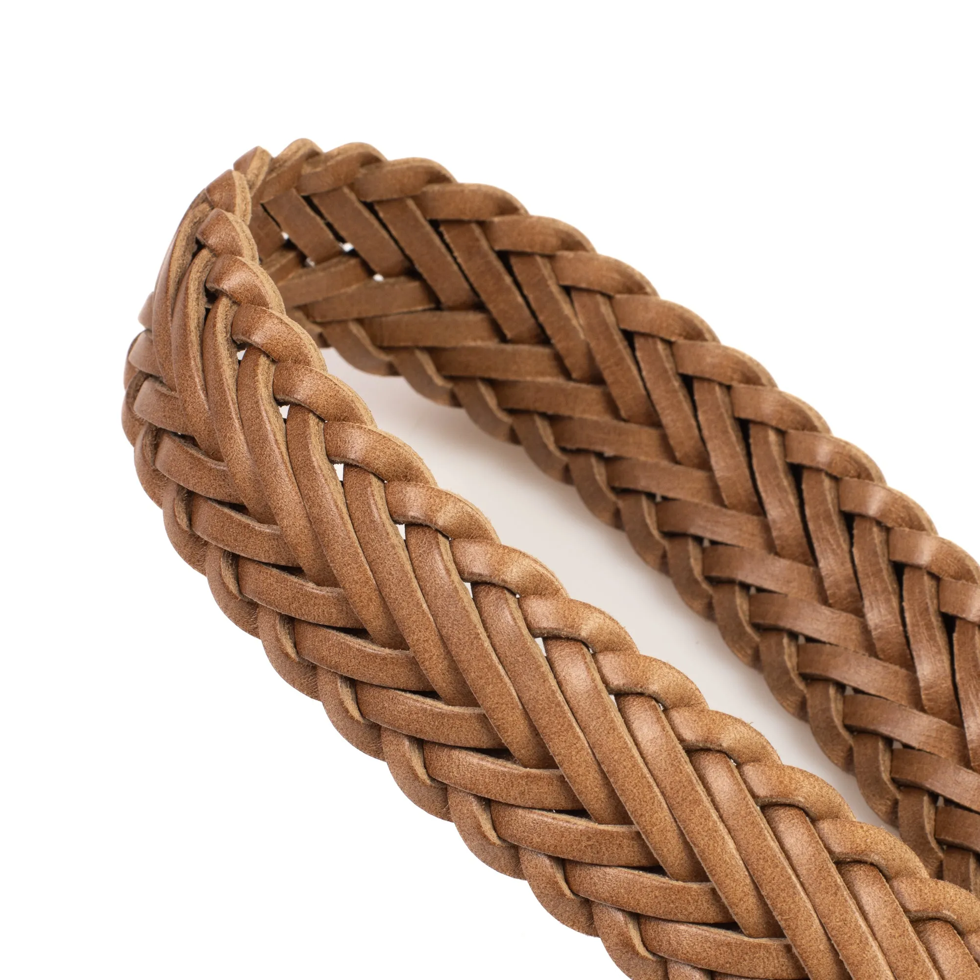 Plaited Horween Natural Chromexcel Leather Belt - Handcrafted Luxury Accessory