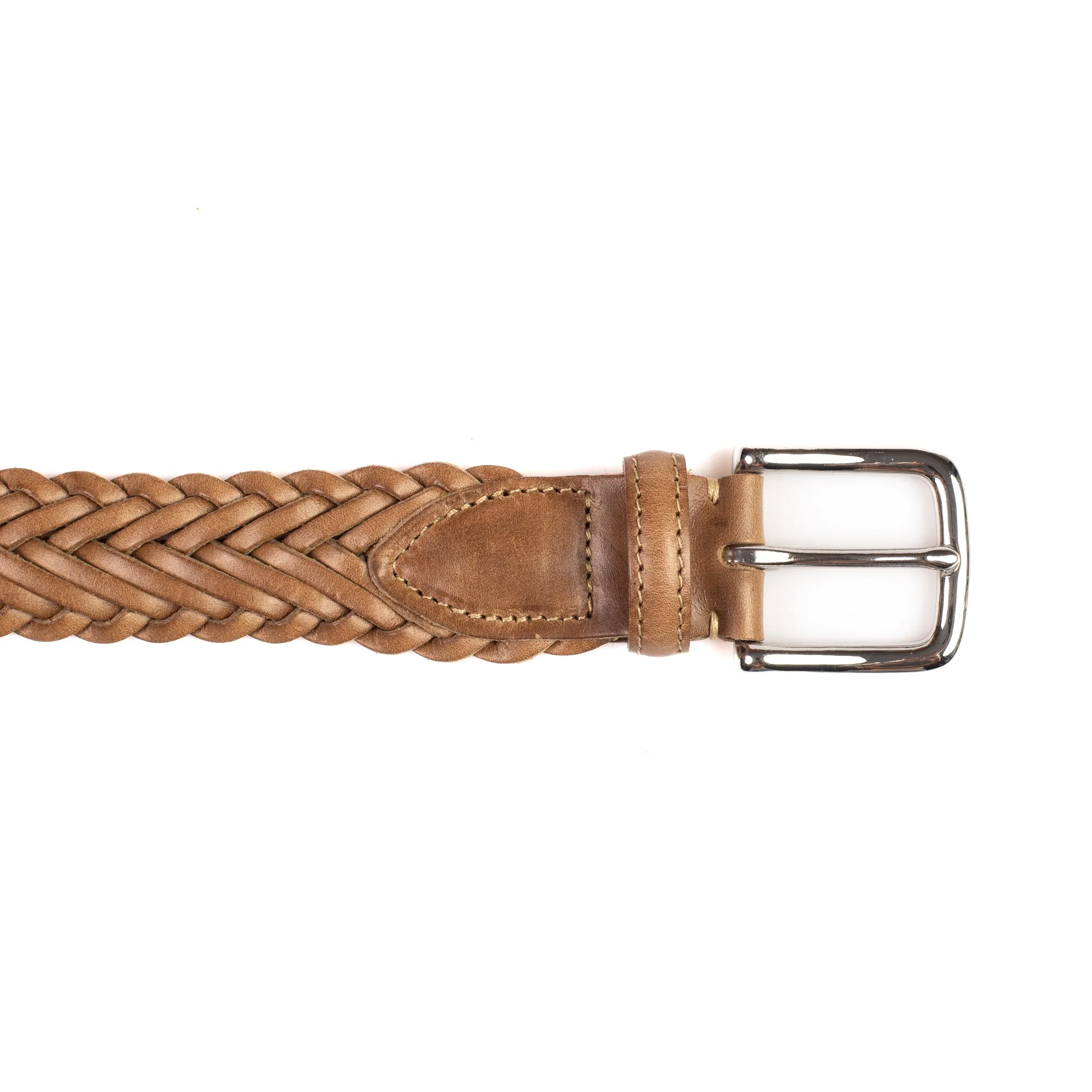 Plaited Horween Natural Chromexcel Leather Belt - Handcrafted Luxury Accessory