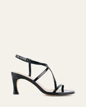 JOCKEY HIGH HEEL SANDALS BLACK LEATHER