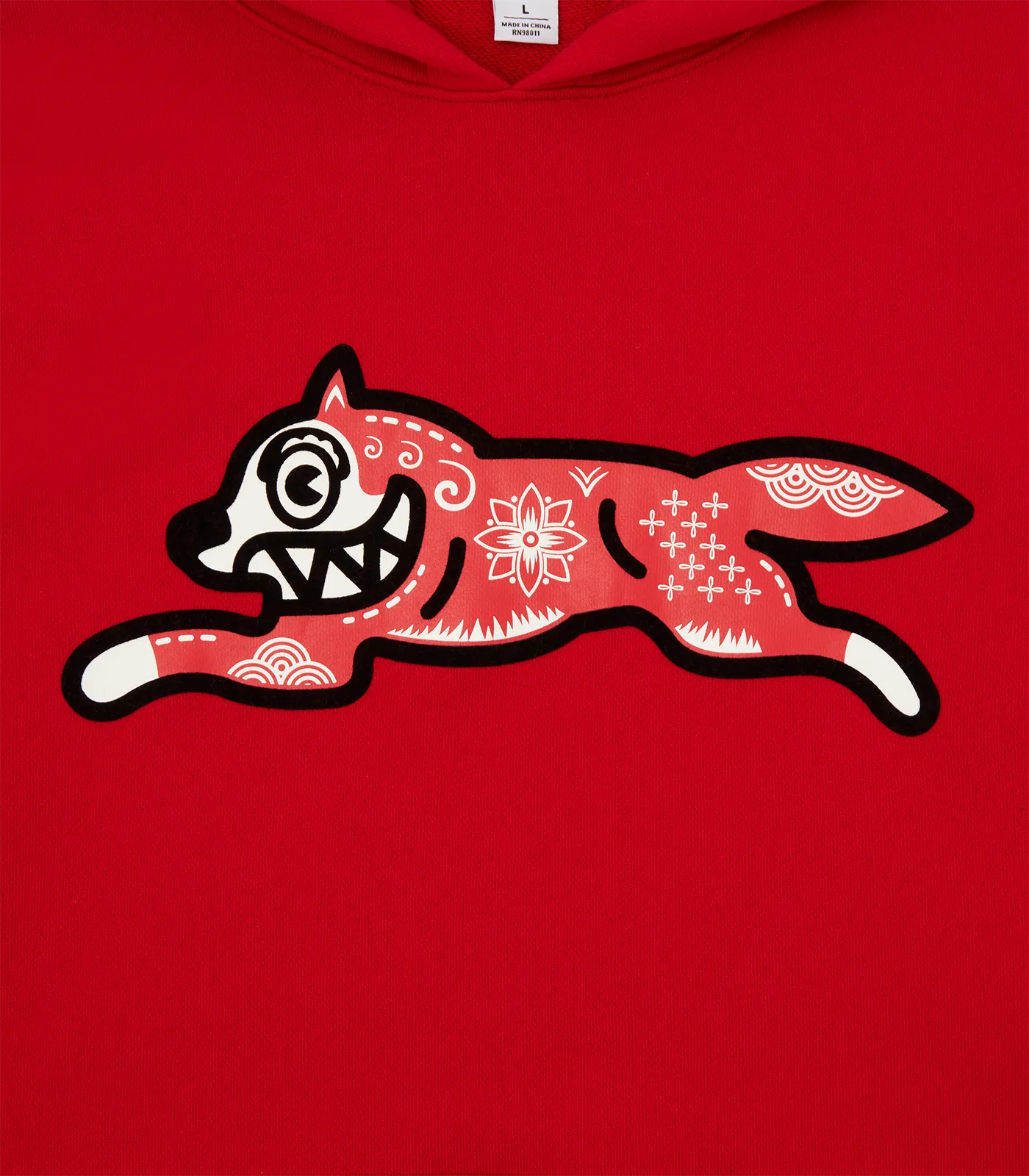 Red Kirigami Flock Running Dog Hoodie