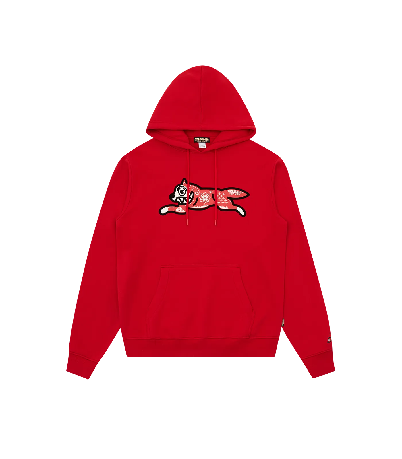 Red Kirigami Flock Running Dog Hoodie