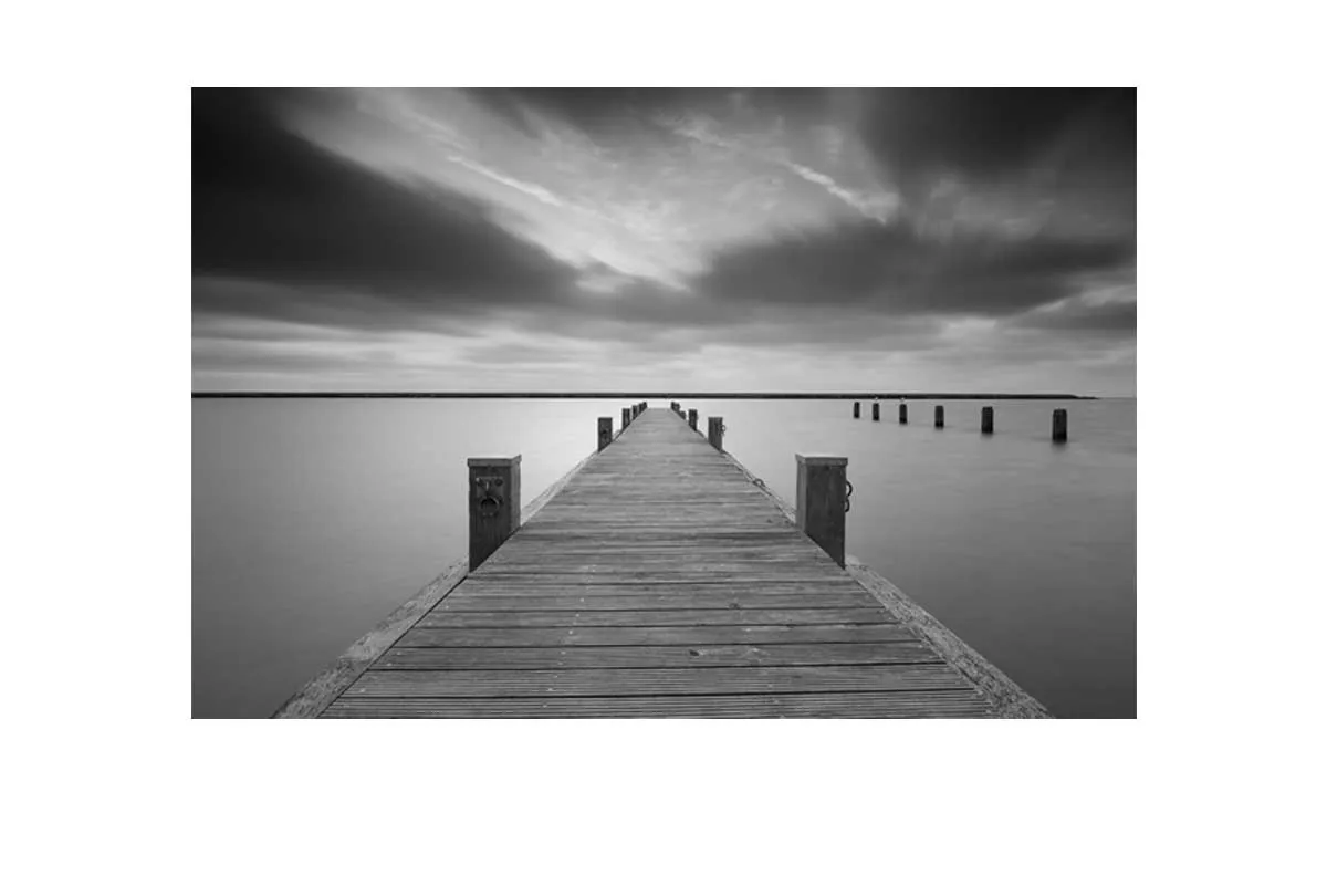 Lake Jetty in Black & White | Canvas Wall Art Print