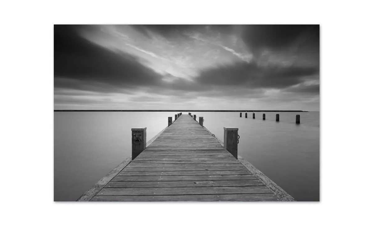 Lake Jetty in Black & White | Canvas Wall Art Print