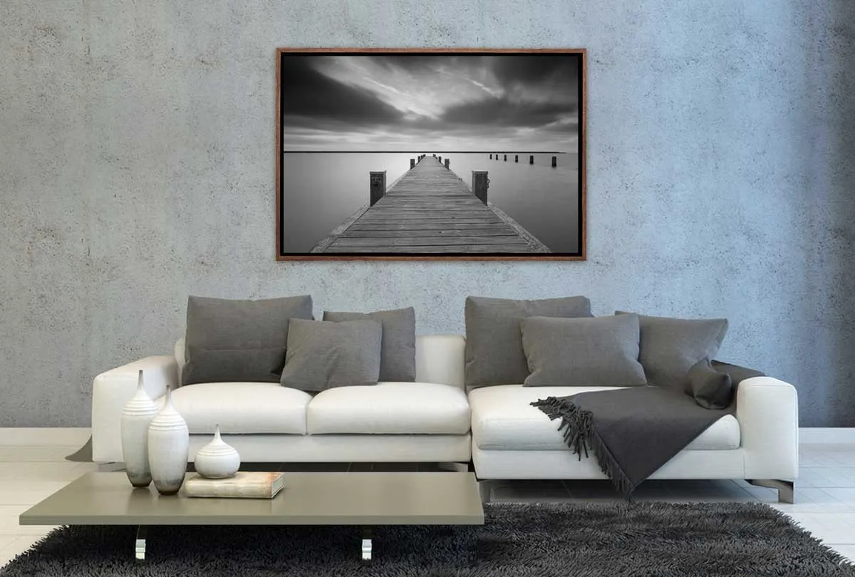 Lake Jetty in Black & White | Canvas Wall Art Print