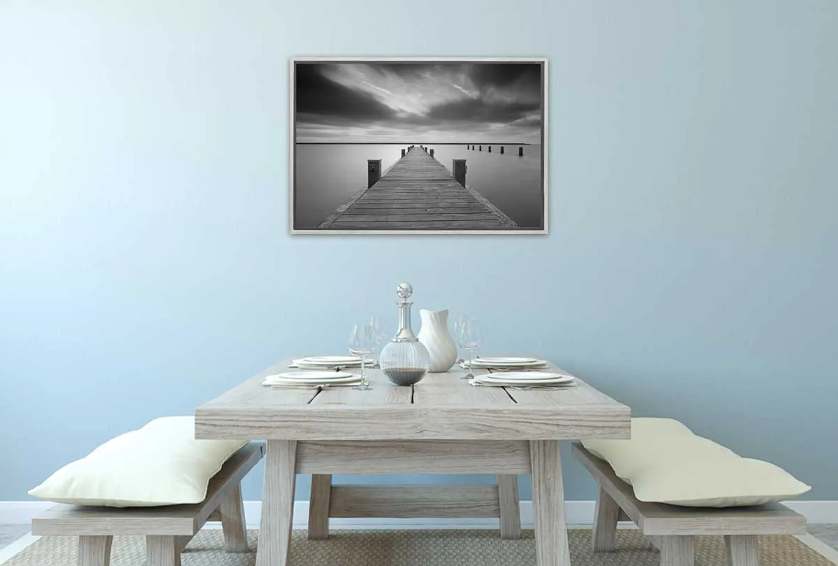 Lake Jetty in Black & White | Canvas Wall Art Print