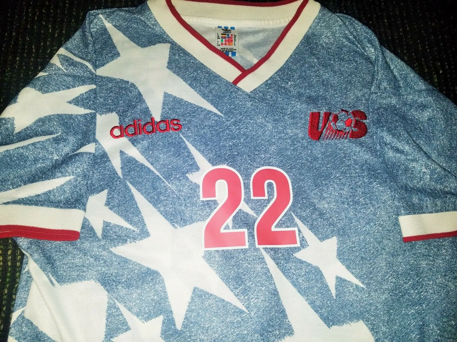 Lalas USA 1994 WC Jersey US Blue Denim Shirt Trikot Maglia XL