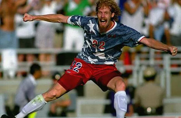 Lalas USA 1994 WC Jersey US Blue Denim Shirt Trikot Maglia XL
