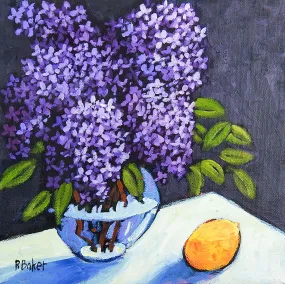 Lilacs & Lemon Still Life Painting by Patty Baker