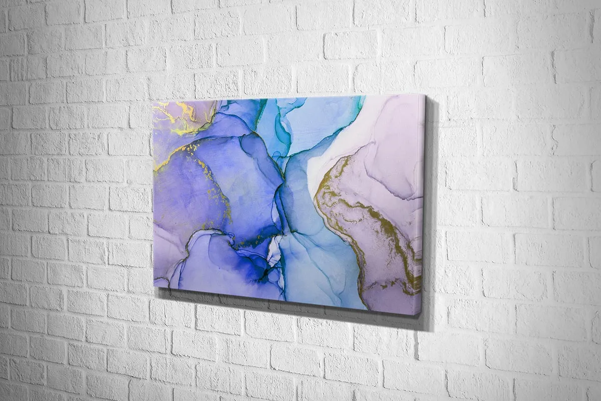 Lux Blue Gold Abstract | Canvas Wall Art Print
