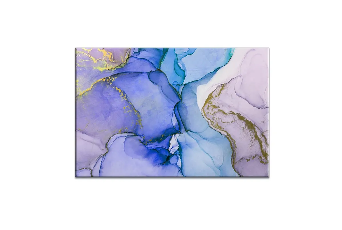 Lux Blue Gold Abstract | Canvas Wall Art Print