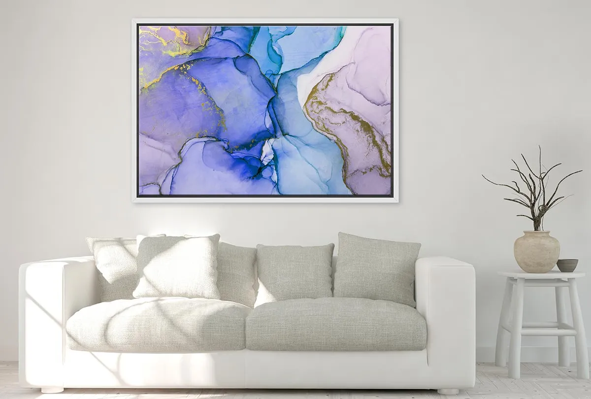 Lux Blue Gold Abstract | Canvas Wall Art Print